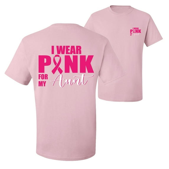 Wild Bobby, I Wear Pink for My Aunt Survivor, Breast Cancer Awareness, Front and Back Men Graphic Tee, Light Pink, 3X-Large