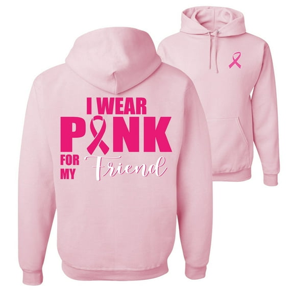 Wild Bobby, I Wear Pink for My Friends Survivor, Breast Cancer Awareness, Front and Back Unisex Graphic Hoodie Sweatshirt, Light Pink, X-Large
