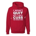 thumbnail image 1 of Wild Bobby I Won't Quit but I Will Cuss the Whole Time Gym/Workout Unisex Graphic Hoodie Sweatshirt, Red, Medium, 1 of 5