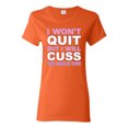thumbnail image 1 of Wild Bobby I Won't Quit but I Will Cuss the Whole Time Gym/Workout Women Graphic Tee, Orange, 3X-Large, 1 of 5