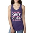 thumbnail image 1 of Wild Bobby I Won't Quit but I Will Cuss the Whole Time Gym/Workout Women Racerback Tank Top, Purple Rush, Large, 1 of 5