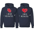 thumbnail image 1 of Wild Bobby, I am Her Missing Piece I am His Missing Piece His and Hers Matching Couples Hoodies, Navy, Mens 2XL-Womens M, 1 of 3