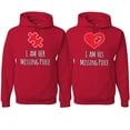 thumbnail image 1 of Wild Bobby, I am Her Missing Piece I am His Missing Piece His and Hers Matching Couples Hoodies, Red, Mens XL-Womens S, 1 of 3
