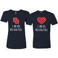 thumbnail image 1 of Wild Bobby, I am Her Missing Piece I am His Missing Piece His and Hers Matching Couples T shirts, Navy, Mens M-Womens 2XL, 1 of 3