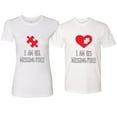thumbnail image 1 of Wild Bobby, I am Her Missing Piece I am His Missing Piece His and Hers Matching Couples T shirts, White, Mens M-Womens 3XL, 1 of 3