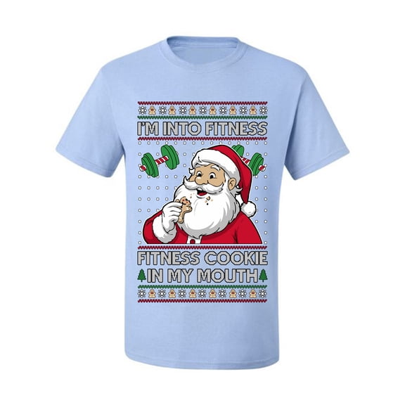 Wild Bobby I'm Into Fitness Cookie In My Mouth Santa Sweater | Holiday Men Tee