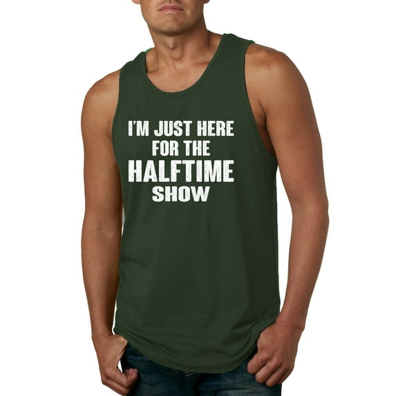 Wild Bobby I'm Just Here For The Halftime Show Sports Men Graphic Tank Top, Forest Green, 3X-Large