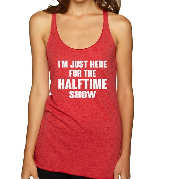 Wild Bobby I'm Just Here For The Halftime Show Sports Women Tri-Blend Racerback Tank Top, Vintage Red, Medium