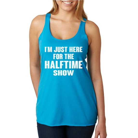 Wild Bobby I'm Just Here For The Halftime Show Sports Women Tri-Blend Racerback Tank Top, Vintage Turquoise, Small