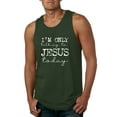 thumbnail image 1 of Wild Bobby, I'm Only Talking to Jesus Today Inspirational/Christian Men Graphic Tank Top, Forest Green, XX-Large, 1 of 6
