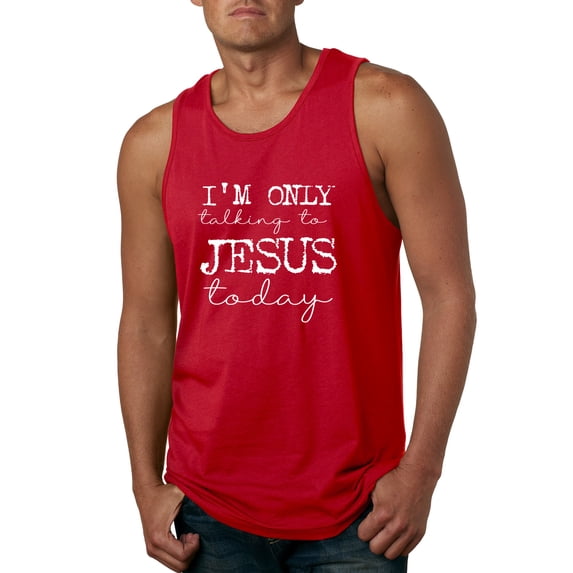 Wild Bobby, I'm Only Talking to Jesus Today Inspirational/Christian Men Graphic Tank Top, Red, 3X-Large