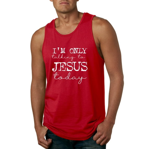Wild Bobby, I'm Only Talking to Jesus Today Inspirational/Christian Men Graphic Tank Top, Red, Medium