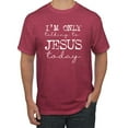 thumbnail image 1 of Wild Bobby, I'm Only Talking to Jesus Today Inspirational/Christian Men Graphic Tee, Vintage Heather Red, Small, 1 of 6