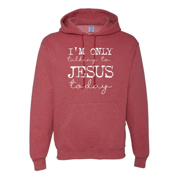 Wild Bobby, I'm Only Talking to Jesus Today Inspirational/Christian Unisex Graphic Hoodie Sweatshirt, Vintage Heather Red, Small