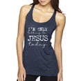 thumbnail image 1 of Wild Bobby I'm Only Talking to Jesus Today Inspirational/Christian Women Tri-Blend Racerback Tank Top, Vintage Navy, Large, 1 of 6