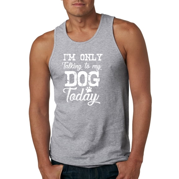 Wild Bobby I'm Only Talking to My Dog Today Dog Lover Men Graphic Tank Top, Heather Grey, X-Large