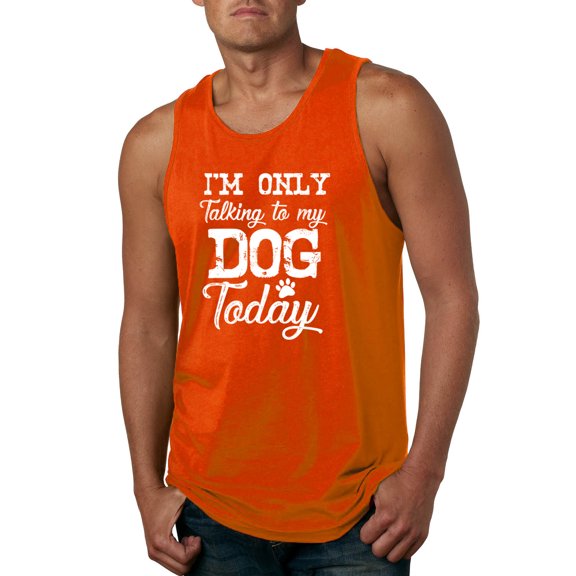 Wild Bobby I'm Only Talking to My Dog Today Dog Lover Men Graphic Tank Top, Orange, Small