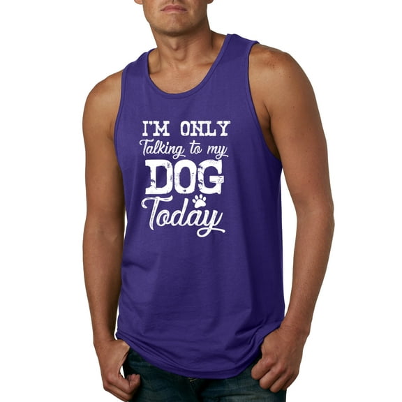Wild Bobby I'm Only Talking to My Dog Today Dog Lover Men Graphic Tank Top, Purple, Medium