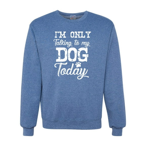 Wild Bobby I'm Only Talking to My Dog Today Dog Lover Unisex Crewneck Graphic Sweatshirt, Vintage Heather Blue, Small