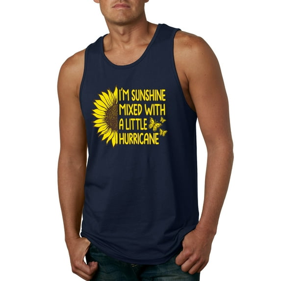 Wild Bobby, I'm Sunshine Mixed With A Little Hurricane , Inspirational/Christian, Men Graphic Tank Top, Navy, X-Large