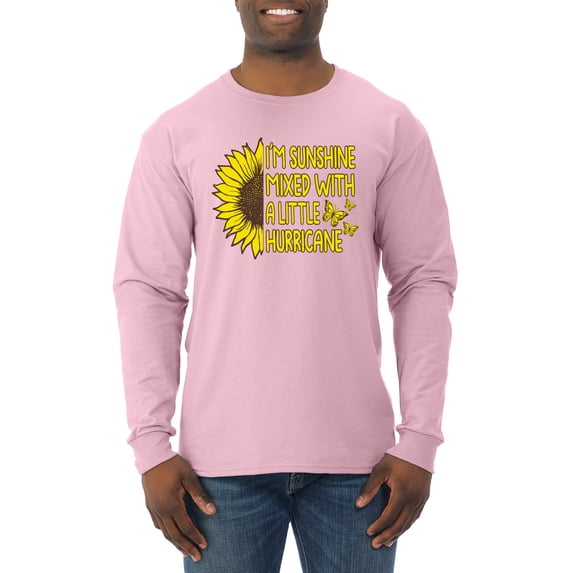 Wild Bobby, I'm Sunshine Mixed With A Little Hurricane , Inspirational/Christian, Men Long Sleeve Shirt, Light Pink, Large