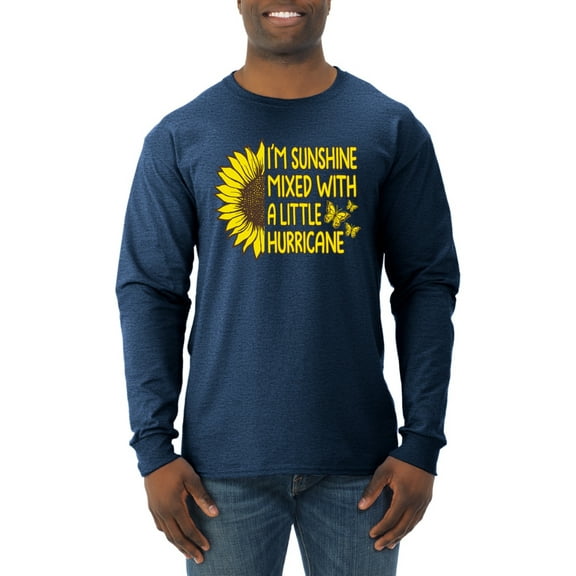 Wild Bobby, I'm Sunshine Mixed With A Little Hurricane , Inspirational/Christian, Men Long Sleeve Shirt, Vintage Heather Navy, Medium