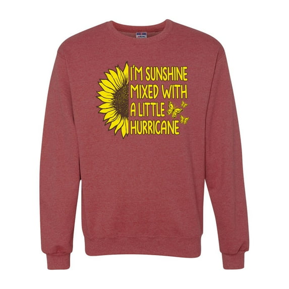 Wild Bobby, I'm Sunshine Mixed With A Little Hurricane , Inspirational/Christian, Unisex Crewneck Graphic Sweatshirt, Vintage Heather Red, XX-Large