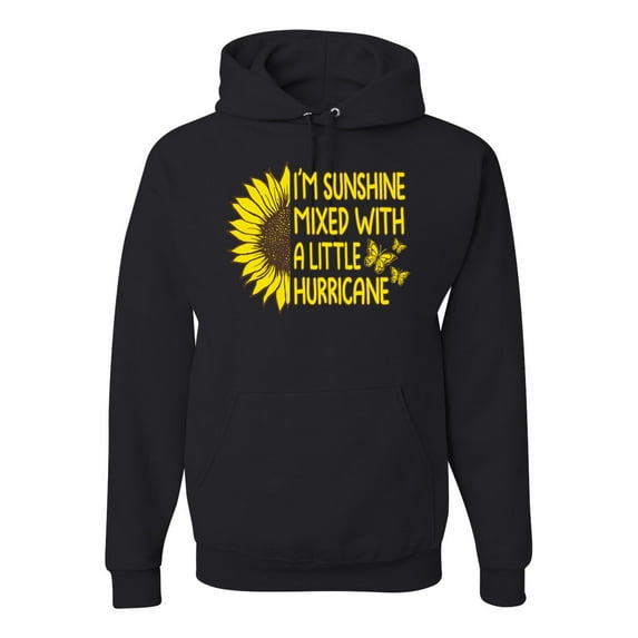 Wild Bobby, I'm Sunshine Mixed With A Little Hurricane , Inspirational/Christian, Unisex Graphic Hoodie Sweatshirt, Black, Small