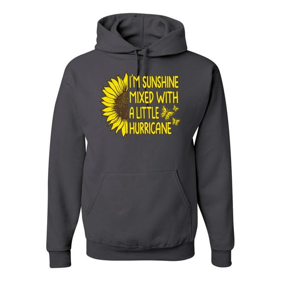 Wild Bobby, I'm Sunshine Mixed With A Little Hurricane , Inspirational/Christian, Unisex Graphic Hoodie Sweatshirt, Charcoal, Large