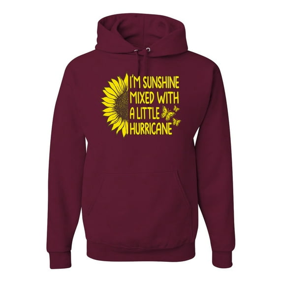 Wild Bobby, I'm Sunshine Mixed With A Little Hurricane , Inspirational/Christian, Unisex Graphic Hoodie Sweatshirt, Maroon, X-Large