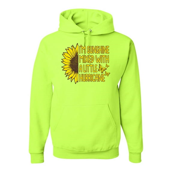 Wild Bobby, I'm Sunshine Mixed With A Little Hurricane , Inspirational/Christian, Unisex Graphic Hoodie Sweatshirt, Safety Green, 3X-Large
