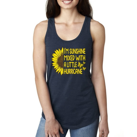 Wild Bobby, I'm Sunshine Mixed With A Little Hurricane , Inspirational/Christian, Women Racerback Tank Top, Navy, X-Large