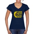thumbnail image 1 of Wild Bobby, I'm Sunshine Mixed With A Little Hurricane , Inspirational/Christian, Women Standard V-Neck Tee, Navy, Medium, 1 of 5