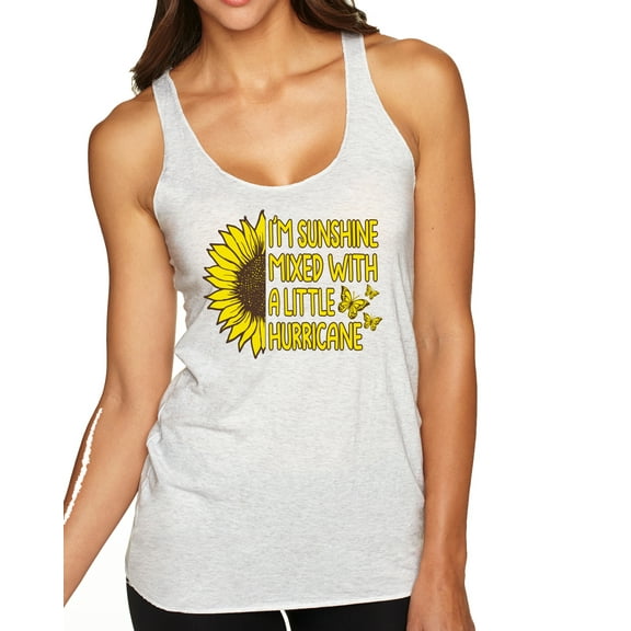 Wild Bobby, I'm Sunshine Mixed With A Little Hurricane , Inspirational/Christian, Women Tri-Blend Racerback Tank Top, Heather White, X-Large