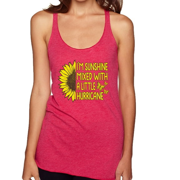 Wild Bobby, I'm Sunshine Mixed With A Little Hurricane , Inspirational/Christian, Women Tri-Blend Racerback Tank Top, Shocking Pink, Medium