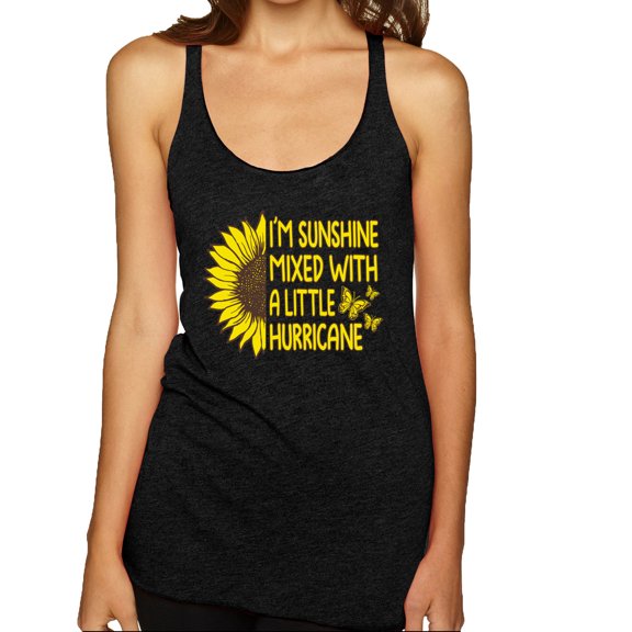 Wild Bobby, I'm Sunshine Mixed With A Little Hurricane , Inspirational/Christian, Women Tri-Blend Racerback Tank Top, Vintage Black, Large
