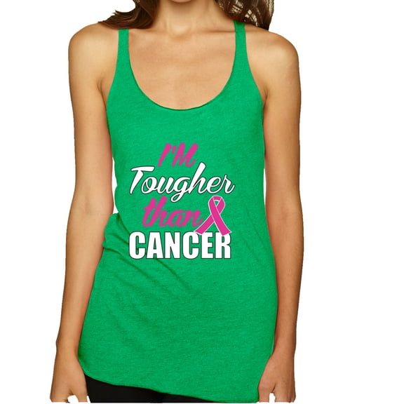 Wild Bobby, I'm Tougher Than Cancer Tri-Blend Racerback Tank Top, Envy, Small