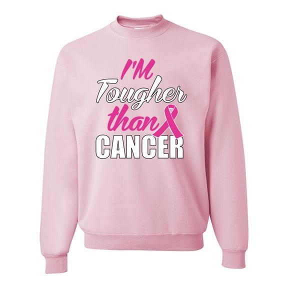 Wild Bobby, I'm Tougher Than Cancer Unisex Crewneck Graphic Sweatshirt, Light Pink, 3XL