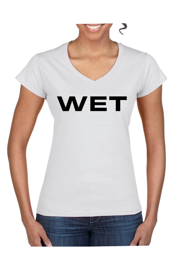 Iconic Famous Ye WET Graphic Women Standard V-Neck Tee