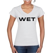 Wild Bobby Iconic Famous Ye WET Graphic Women Standard V-Neck Tee