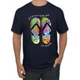 thumbnail image 1 of Wild Bobby, If I Can't Wear My Flip Flops I'm Not Going Colorful Sandals Streetwear Men's Graphic T-Shirt, Navy, Small, 1 of 3