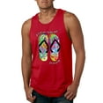 thumbnail image 1 of Wild Bobby, If I Can't Wear My Flip Flops I'm Not Going Colorful Sandals Streetwear Mens Graphic Tank Top, Red, Small, 1 of 3
