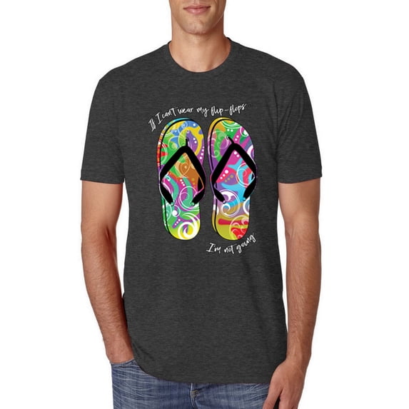 Wild Bobby, If I Can't Wear My Flip Flops I'm Not Going Colorful Sandals Streetwear Mens Premium Tri Blend T-Shirt, Vintage Black, 2XL