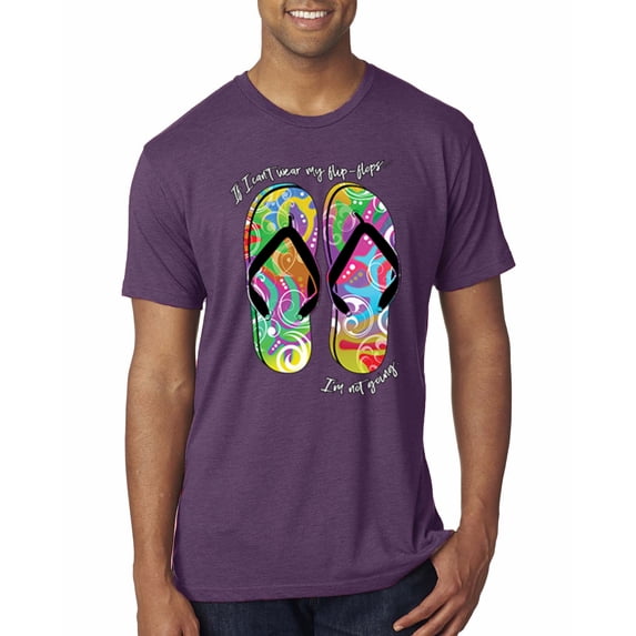 Wild Bobby, If I Can't Wear My Flip Flops I'm Not Going Colorful Sandals Streetwear Mens Premium Tri Blend T-Shirt, Vintage Purple, Small