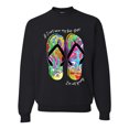 thumbnail image 1 of Wild Bobby, If I Can't Wear My Flip Flops I'm Not Going Colorful Sandals Streetwear Unisex Crewneck Graphic Sweatshirt, Black, Small, 1 of 3