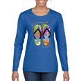 thumbnail image 1 of Wild Bobby, If I Can't Wear My Flip Flops I'm Not Going Colorful Sandals Streetwear Womens Graphic Long Sleeve T-Shirt, Royal, X-Large, 1 of 3