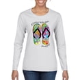 thumbnail image 1 of Wild Bobby, If I Can't Wear My Flip Flops I'm Not Going Colorful Sandals Streetwear Womens Graphic Long Sleeve T-Shirt, White, Small, 1 of 3