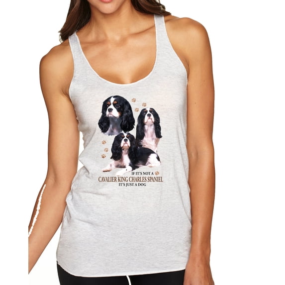 Wild Bobby, If It's Not a Cavalier King Charles Spaniel It's Just a Dog Gift | Womens Dog Lover Premium Tri-Blend Racerback Tank Top, Heather White, Large