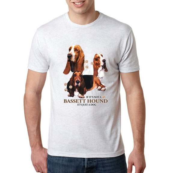 Wild Bobby, If It's Not a Bassett Hound Its Just a Dog Gift | Mens Dog Lover Premium Tri Blend T-Shirt, Heather White, Small