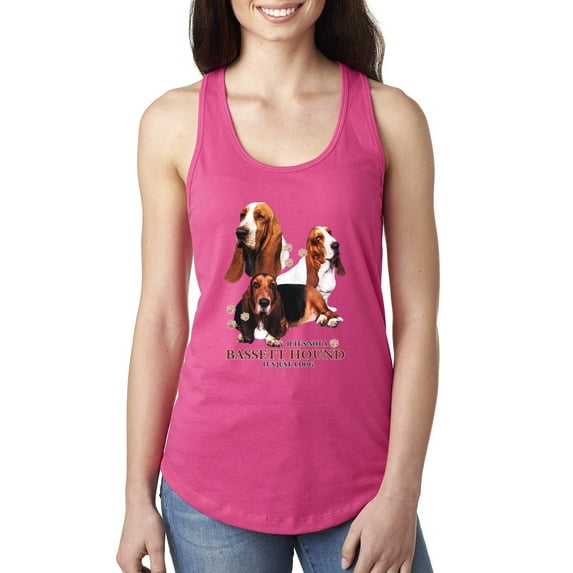 Wild Bobby, If It's Not a Bassett Hound Its Just a Dog Gift | Womens Dog Lover Jersey Racerback Tank Top, Raspberry, X-Large